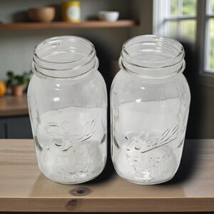 Set of 2 Vintage Ball Perfect Mason Jars Quart 32oz Clear Glass Canning Jar